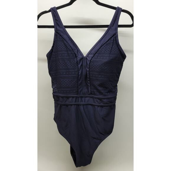 Sea Level Amazing Lace Spliced Plunge One Piece With Ladder Lace Size 12 - Picture 3 of 10